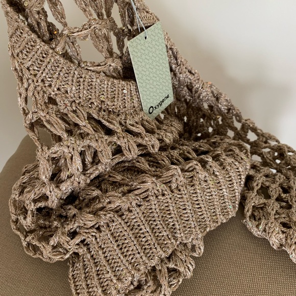 Crochet hollow knit sequinned crop top S/M - Picture 9 of 10